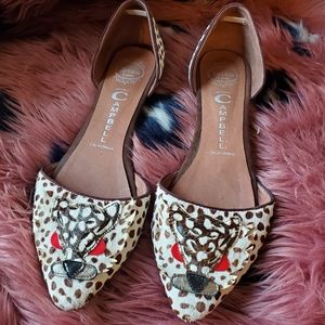 Jeffrey campbell flat shoes cat face leopard